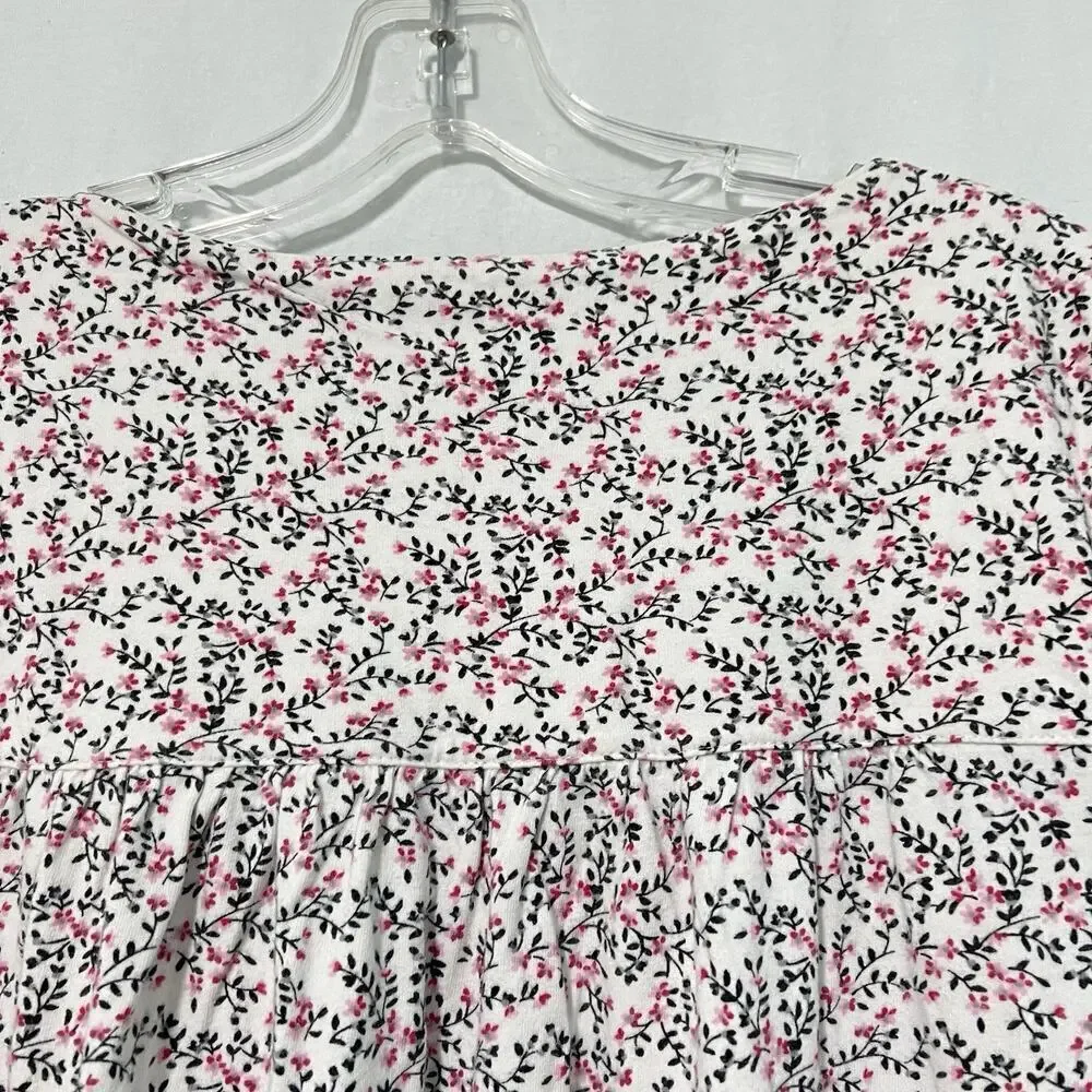 Eileen West Nightgown Small 100% Cotton Flannel Floral Pink Cottagecore Lace